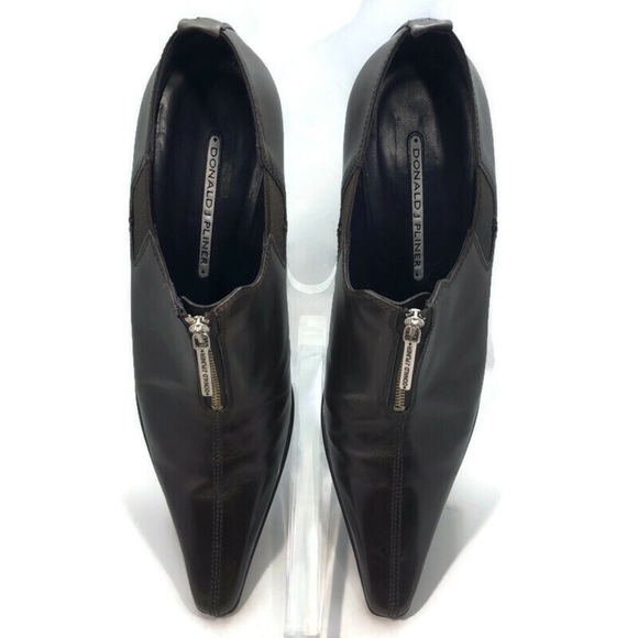 DONALD J. PLINER Expresso brown calf leather shoe with front zipper - Size 9M - Picture 9 of 15